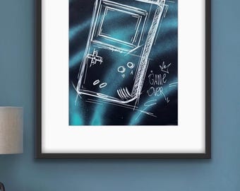 Gaming Graffiti Wall Art – Retro Game Over | Colorful Street Art Drawing | Urban Graffiti Illustration | Raw Hand-Drawn Art by YRT.Studio