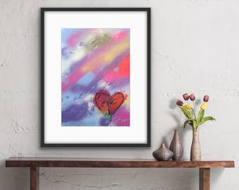Heart Graffiti Drawing – Love Hurts | Colorful Street Art Decor Spray Paint & Posca Artwork | Colorful Wall Art by YRT.studio