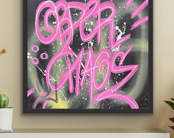 Pink Graffiti Canvas – Chaotic Order | Original Urban Street Art Painting | Raw Abstract Wall Art by YRT.studio