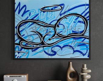 Blue Birth Poster Boy Printable – Boy oh Boy | Baby Graffiti Poster Colorful Street Art Decor | Raw Wall Decor by YRT.Studio