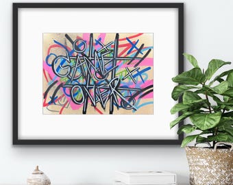 Graffiti Wall Art Drawing – Game Over | Bold Urban Line Art | Original Street Artwork on Paper by YRT.studio