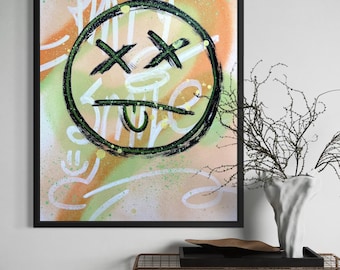 Smiley Graffiti Art Printable – Happy Smile | Playful Urban Street Art | Colorful Wall Decor | by YRT.studio
