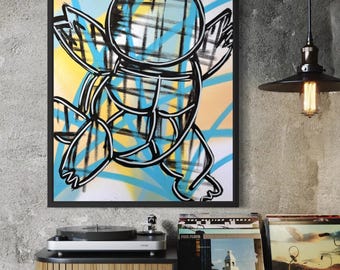 Blue Graffiti Poster Printable – BubbleBeam | Water Graffiti Wall Art | Colorful Urban Wall Decor by YRT.studio