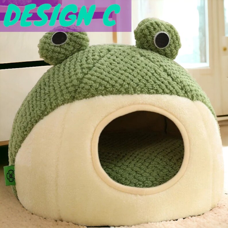 Cute Frog Cat Bed Warm Cat Bed Plush Cat Bed Cute Cat Bed Etsy