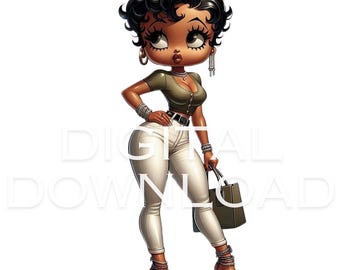 Betty Boop olive green PNG Digital Download  tumbler wrap wall art sublimation transparent background