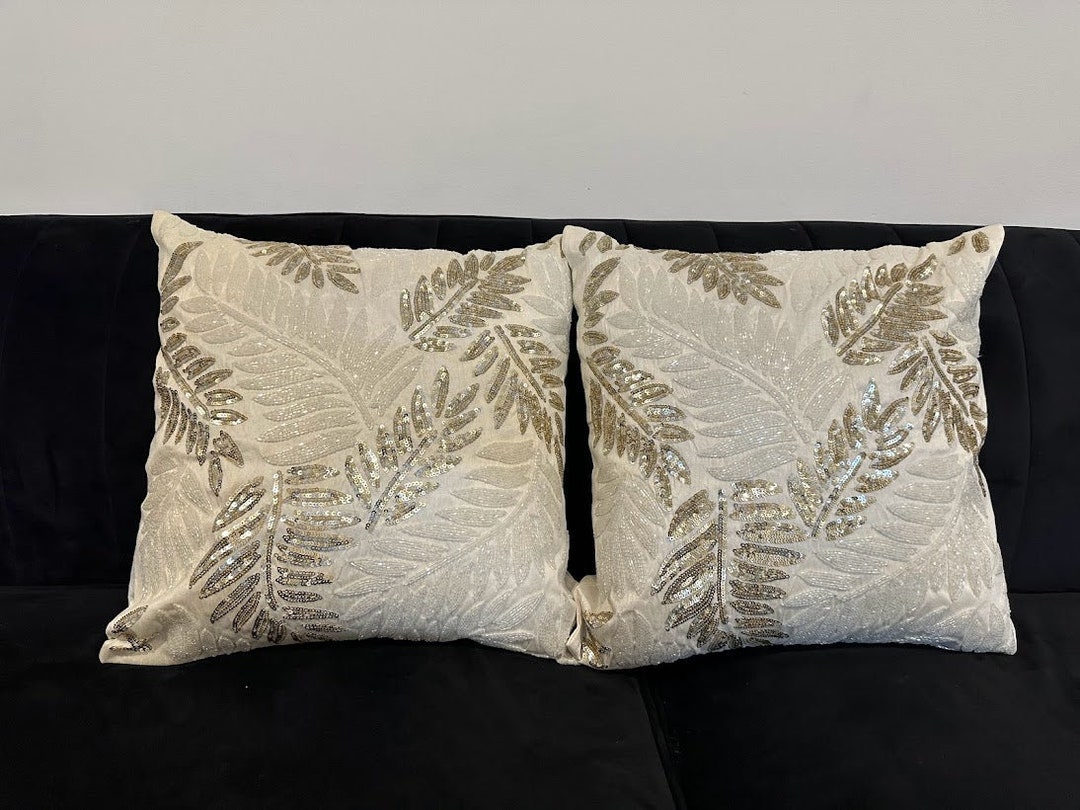 Shataj Decorative Silk Pillow Covers With Beautiful Handwork Etsy