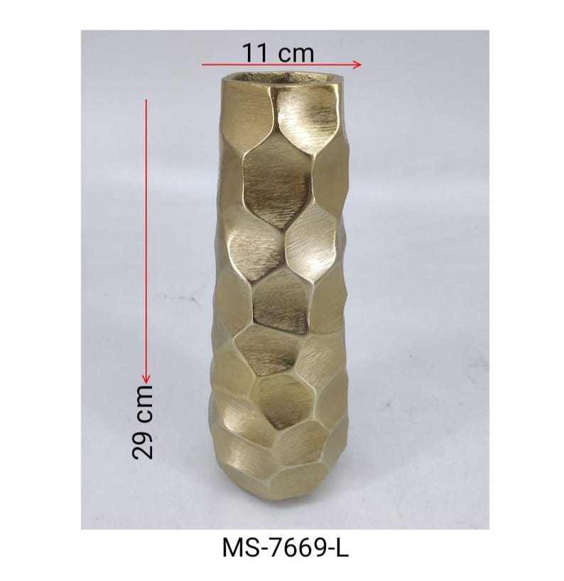 Judah Oval Disc Vase | Carved Timber-Like Texture | Gold Aluminum 16