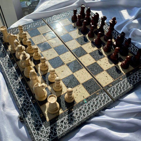 Stone Chess Set Etsy