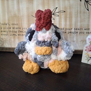 Chunky Knit Chicken toy doll  stuffed soft chenille finger knit chick plushie