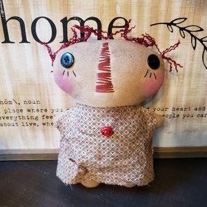 Primitive Little Raggedy Girl Doll with Americana Dress