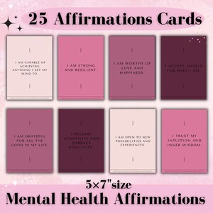 Cartes du jeu Affirmation de la santé mentale à imprimer | minimaliste | Cartes mémoire de citation positives quotidiennes | pleine conscience, téléchargement numérique, rose