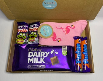 Chocolate and Flamingo Print Socks Gift Box, Novelty Socks, Animal Socks, Stocking FIller, Gift, Birthday Gifts, Free Shipping, UK Seller