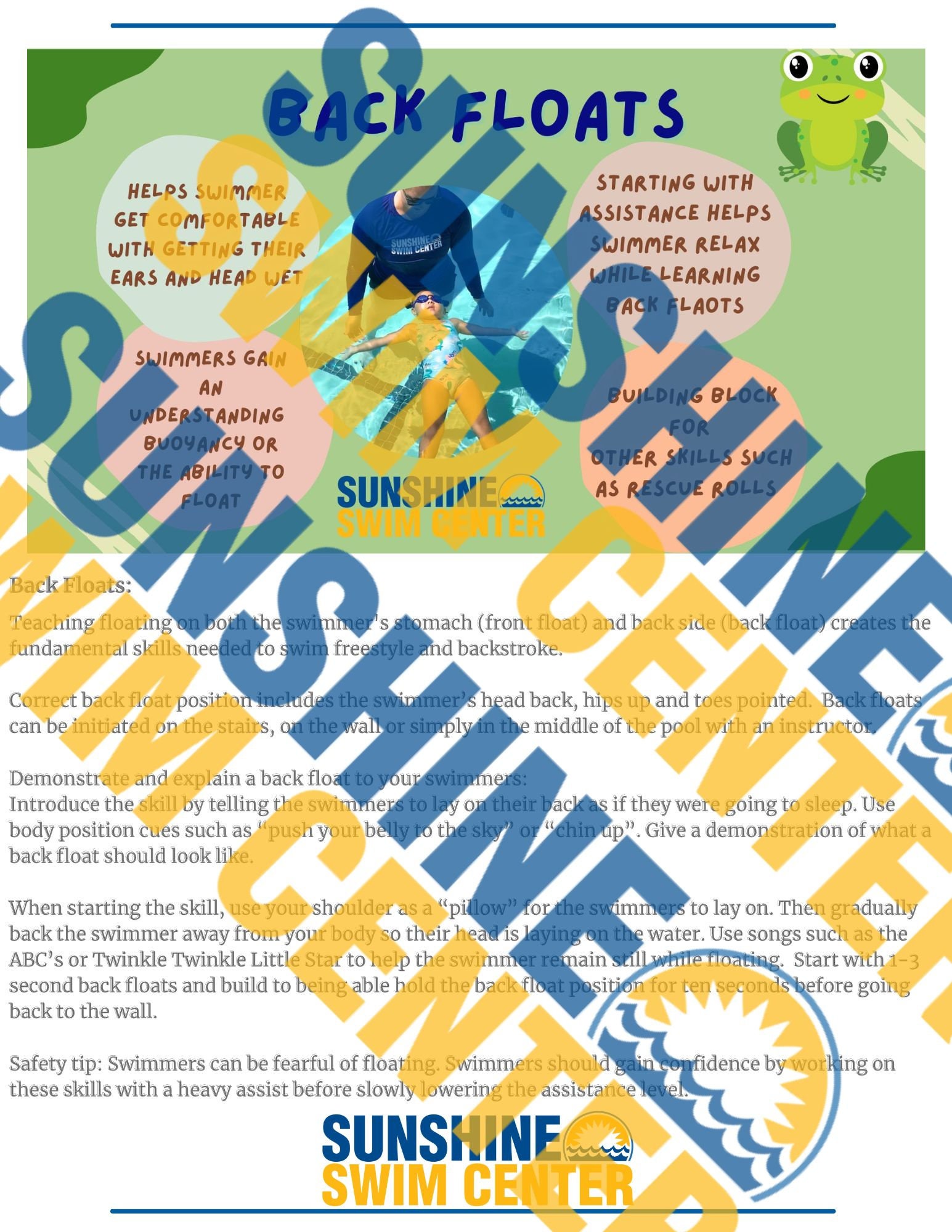 Teach Your Child to Swim- Preschool Level 2 - Etsy