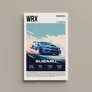 Subaru WRX Poster - Retro Style Rally-Inspired Sports Car Art - JDM Wall Decor for Car Enthusiasts - Perfect Gift for Subaru Fans