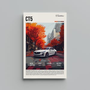 Cadillac CT5 Poster - Retro Style Luxury Sedan Art Print - Classic Automotive Decor - Perfect Gift for Cadillac and Car Enthusiasts