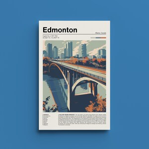 affiche vintage de voyage d'Edmonton - impression d'art ville rétro - patrimoine urbain - impression en édition limitée, affiche de l'Alberta, paysage urbain, cadeau