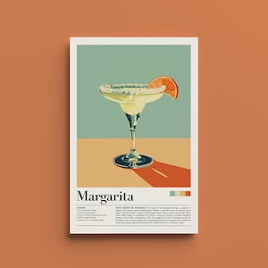 Vintage Margarita Poster - Retro Cocktail Kunstdruck, Bar Dekor, Tequila Liebhaber Geschenk, Mixologie Wandkunst, Hausbar Dekor