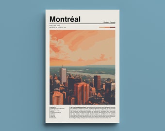 Vintage Montreal Poster - Retro Cityscape Art Print - Urban Retro Decor - Limited Edition Print, Quebec Art