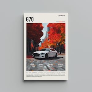 Genesis G70 Poster - Retro Style Luxury Sports Sedan Wall Art - Iconic Decor for Car Enthusiasts - Perfect Gift for Genesis Fans
