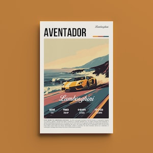 Puede incluir: Un coche deportivo Lamborghini Aventador amarillo conduciendo por una carretera junto al océano. El coche es un modelo 2012 con un motor V12, 769 caballos de potencia y una velocidad máxima de 220 mph. El coche está conduciendo por una carretera con un océano azul y una costa rocosa en el fondo.