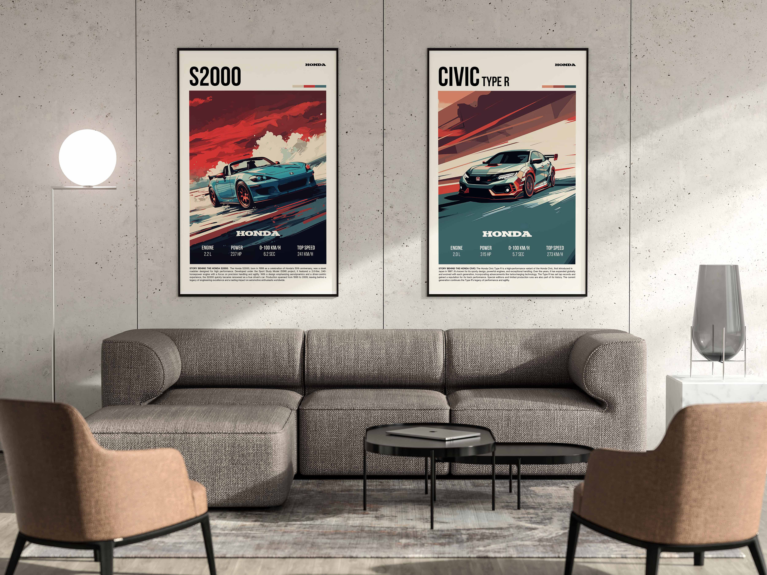 Retro Honda Civic Type R Automotive Print - Vintage JDM Poster