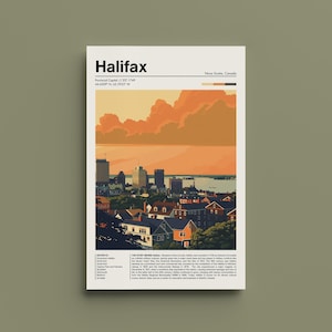 Halifax Retro Poster - Vintage Nova Scotia Kunstdruck - Klassische Stadtansicht Wanddekoration - Nostalgisches Halifax Liebhaber Geschenk - Perfekter Akzent
