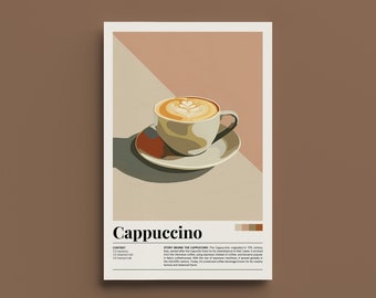 Cappuccino Retro Poster - Vintage Coffee Art Print, Nostalgic Cafe Decor, Kitchen Wall Art, Coffee Lover Gift, Retro Wall Art, Espresso