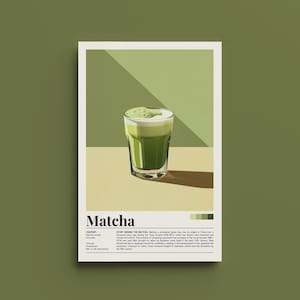 Poster retrò Matcha - Stampa artistica vintage Matcha, decorazione da caffè nostalgica, arte murale da cucina, regalo per gli amanti del Matcha, tè verde, ricetta del tè Matcha