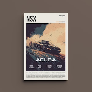 Acura NSX Poster - Retro Style JDM Supercar Wandkunst - Kultiges Automobil-Dekor für Auto-Enthusiasten - Perfektes Geschenk für nsx- und JDM-Fans