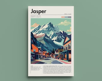 Jasper Poster - Retro Style Canadian Rockies Print - Vintage National Park Wall Decor - Perfect Gift for Nature Lovers and Adventure Seekers