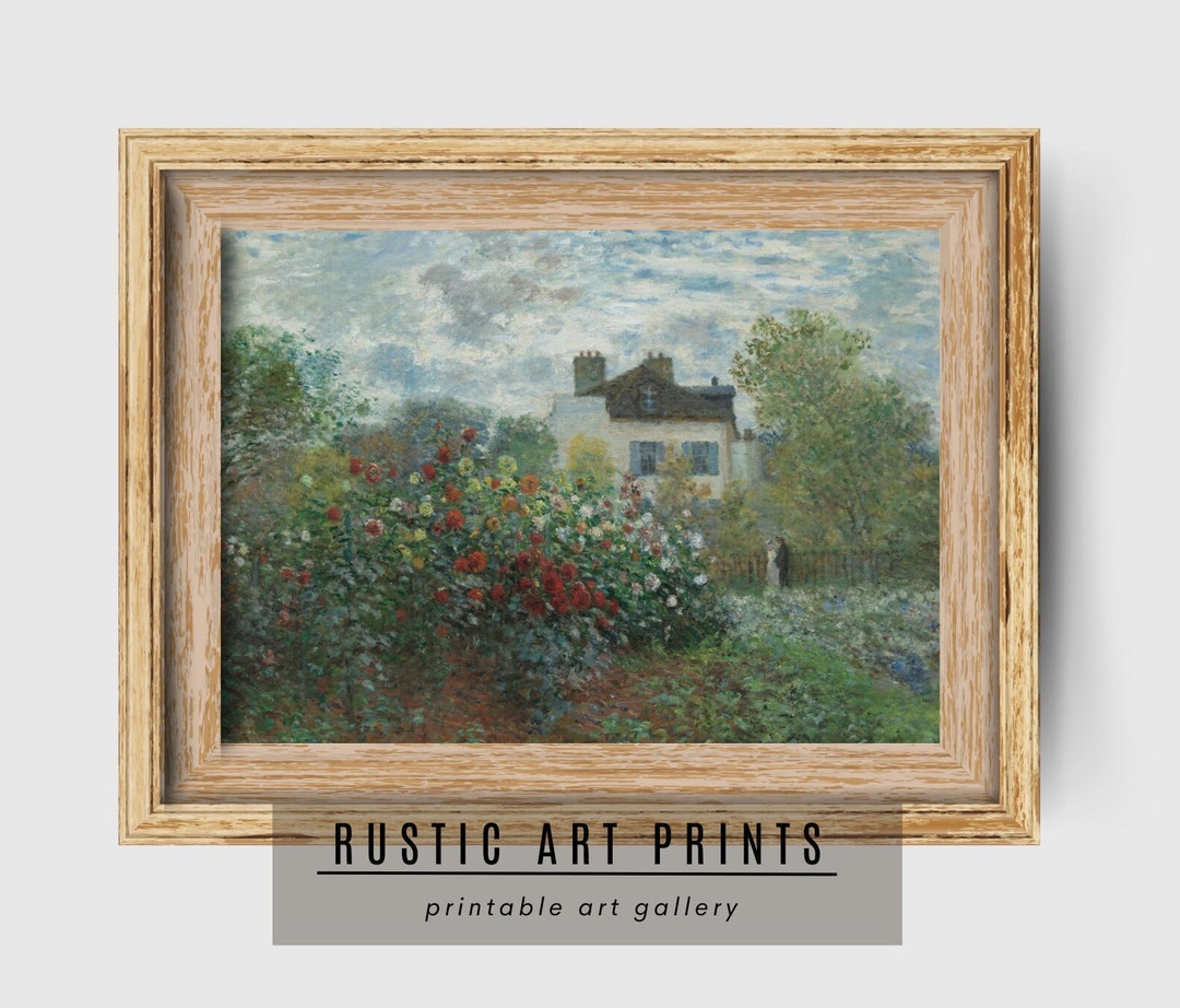 Cottage Oil Rose Antique Garden Wall Art Vintage Rustic Etsy