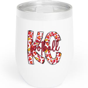 Kansas City Football Wine Tumbler, KC Football Leopard Print Wine Cup, Tailgate Drinkware, Football Fan Gift, KC Team Spirit Drink Cup image 1