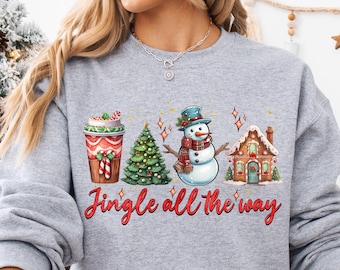 Jingle All The Way jultröja, festlig jultröja, mysig jultomtentröja, vinterkläder, julklapp