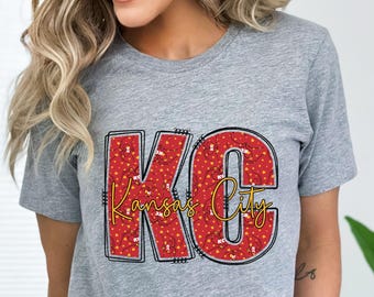 Kansas City Football Shirt, KC Glitter Tee, KC Heart Hands Design, KC Tailgate Gear, Team Fan Apparel, Football Jersey, Kansas City Pride