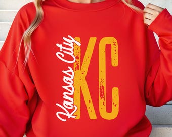 Felpa da football dei Kansas City, abbigliamento KC Pride, maglietta per tifosi dei Kansas City, abbigliamento da tailgate, girocollo dei Kansas City, abbigliamento per tifosi dei Kansas City, maglia dei Kansas City
