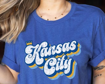 Kansas City Retro Shirt, KC Fan Baseball Apparel, Baseball Jersey, Royal Blue Tailgate T-Shirt, Kansas City Retro Design Tee, KC Blue Team