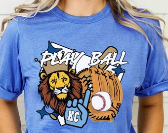 Kansas City Baseball Shirt, Royal Pride Lion Tee, KC Apparel, KC Team Gear, Baseball Lover Gift, Royal Blue Tee, KC Fan Tailgate Clothing