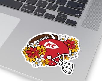 Kansas City Football Kiss-Cut Sticker - KC Floral Football Fan Decal, KC Pride Flower Decal, Team Spirit Sticker, KC Football Lover Gift