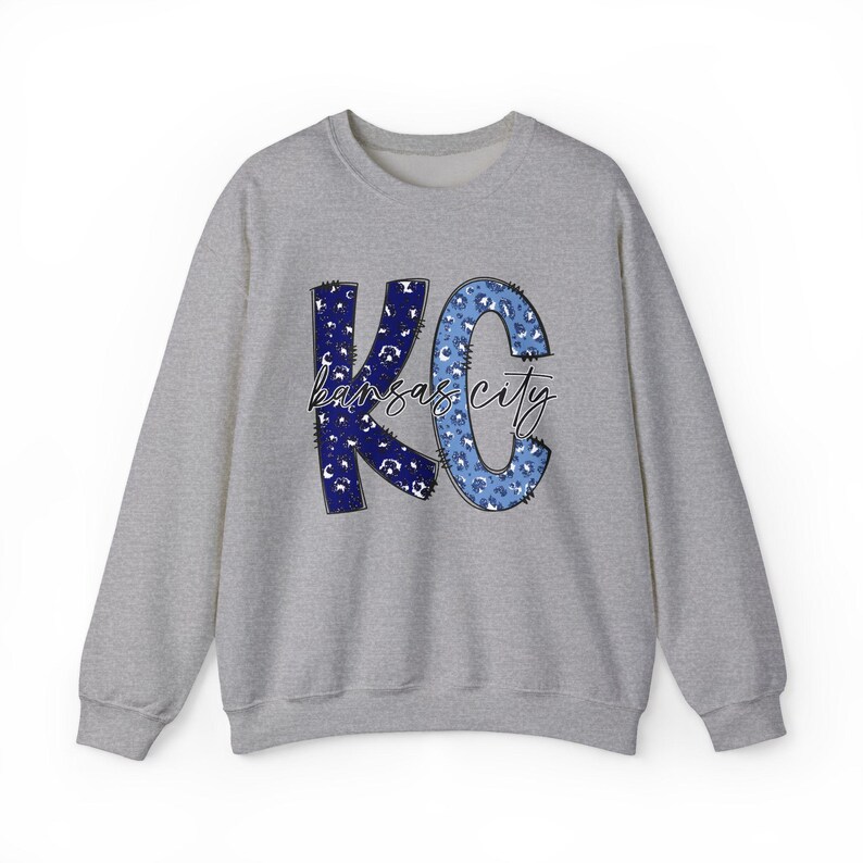 Kansas City Baseball KC Leopardmönstrad Crewneck-tröja | Kungsblå Kläder och Utrustning för Team Tailgate bild 6