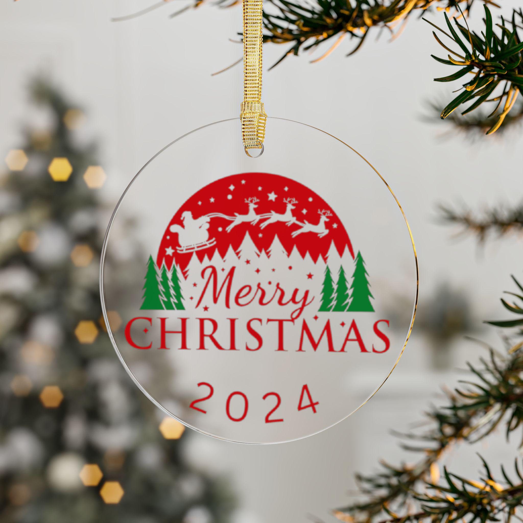 Merry Christmas 2024 Acrylic Ornament, Cute Tree Ornament Holiday Decor, Xmas Gift, Festive Decoration, Winter Ornament,Christmas Tree Decor