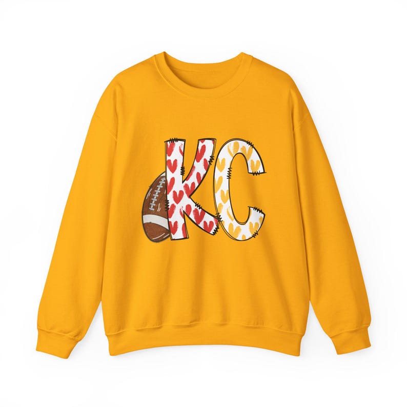 Kansas City Football Sweatshirt, KC Football Crewneck, KC Team Jersey, Fan Gear, Tailgate Apparel, Football Fan Gift, KC Pride Hearts Shirt image 6