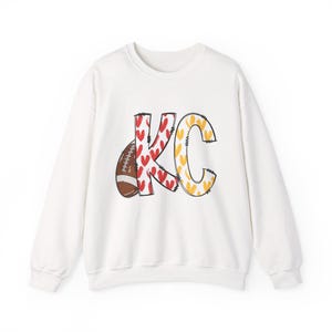 Kansas City Football Sweatshirt, KC Football Crewneck, KC Team Jersey, Fan Gear, Tailgate Apparel, Football Fan Gift, KC Pride Hearts Shirt image 5
