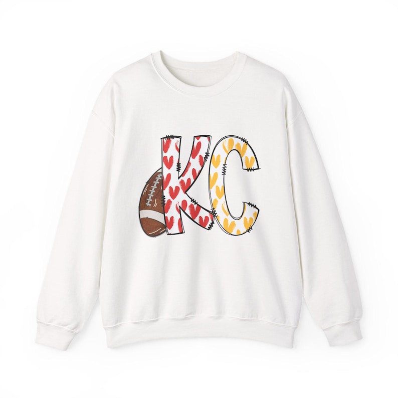 Kansas City Football Sweatshirt, KC Football Crewneck, KC Team Jersey, Fan Gear, Tailgate Apparel, Football Fan Gift, KC Pride Hearts Shirt image 5