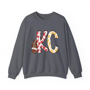 Kansas City Football Sweatshirt, KC Football Crewneck, KC Team Jersey, Fan Gear, Tailgate Apparel, Football Fan Gift, KC Pride Hearts Shirt image 7