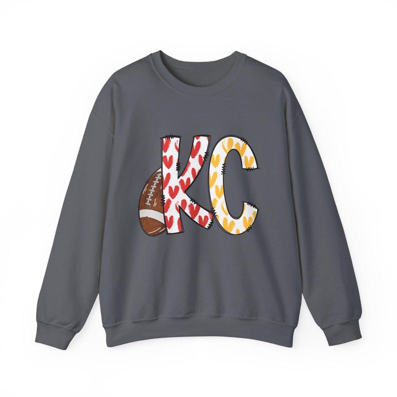 Kansas City Football Sweatshirt, KC Football Crewneck, KC Team Jersey, Fan Gear, Tailgate Apparel, Football Fan Gift, KC Pride Hearts Shirt image 7