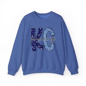 Kansas City Baseball KC Leopardmönstrad Crewneck-tröja | Kungsblå Kläder och Utrustning för Team Tailgate bild 7