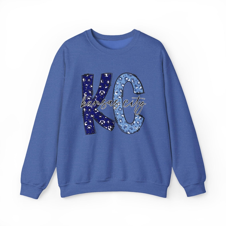 Kansas City Baseball KC Leopardmönstrad Crewneck-tröja | Kungsblå Kläder och Utrustning för Team Tailgate bild 7