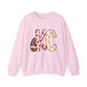 Kansas City Football Sweatshirt, KC Football Crewneck, KC Team Jersey, Fan Gear, Tailgate Apparel, Football Fan Gift, KC Pride Hearts Shirt image 8