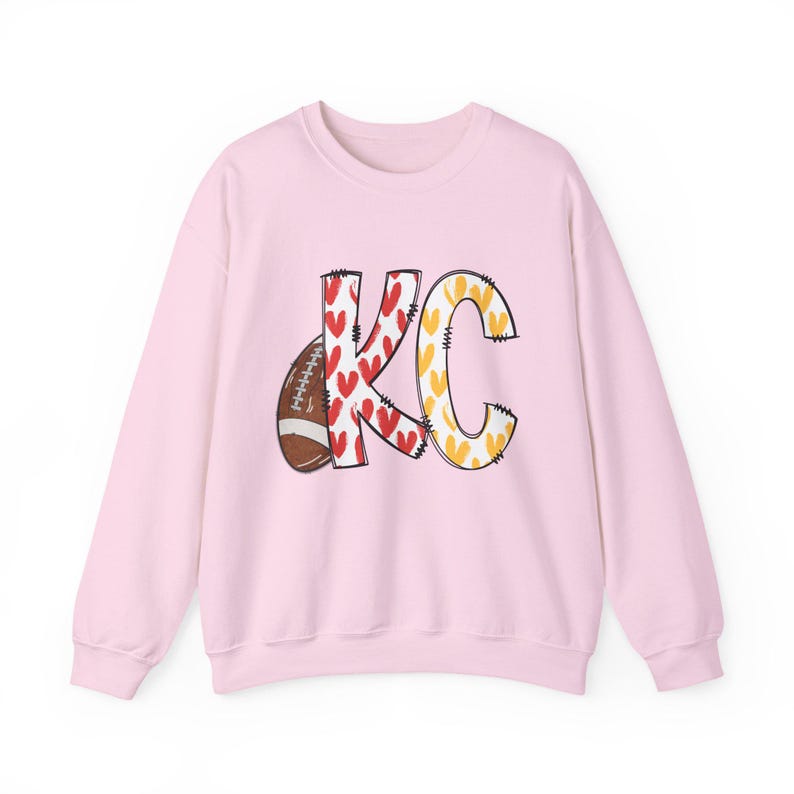 Kansas City Football Sweatshirt, KC Football Crewneck, KC Team Jersey, Fan Gear, Tailgate Apparel, Football Fan Gift, KC Pride Hearts Shirt image 8