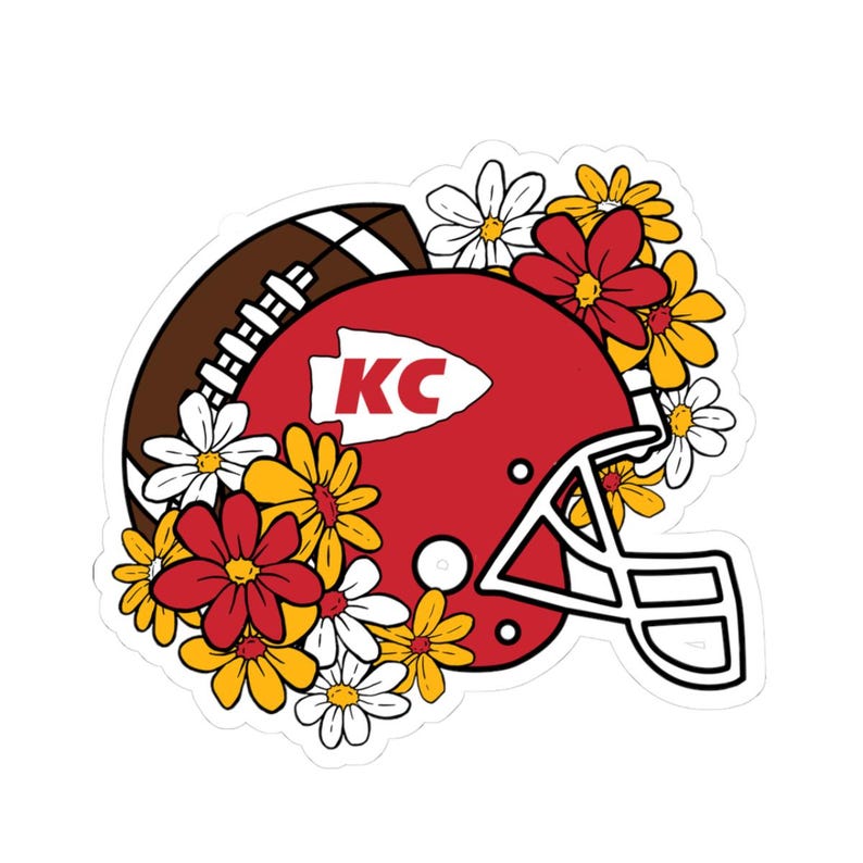 Kansas City Football Kiss-Cut Sticker - KC Floral Football Fan Decal, KC Pride Flower Decal, Team Spirit Sticker, KC Football Lover Gift image 6